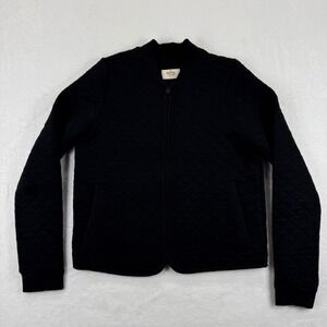 Marine Layer Quilted‎ Bomber Jacket Black Full Zip Mock Neck Women's XS